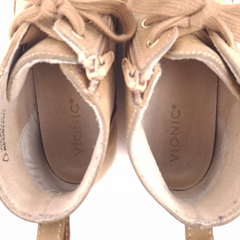 Vionic Shawna sneaker boots leather comfort arch support weather resistant tan - Picture 6 of 10